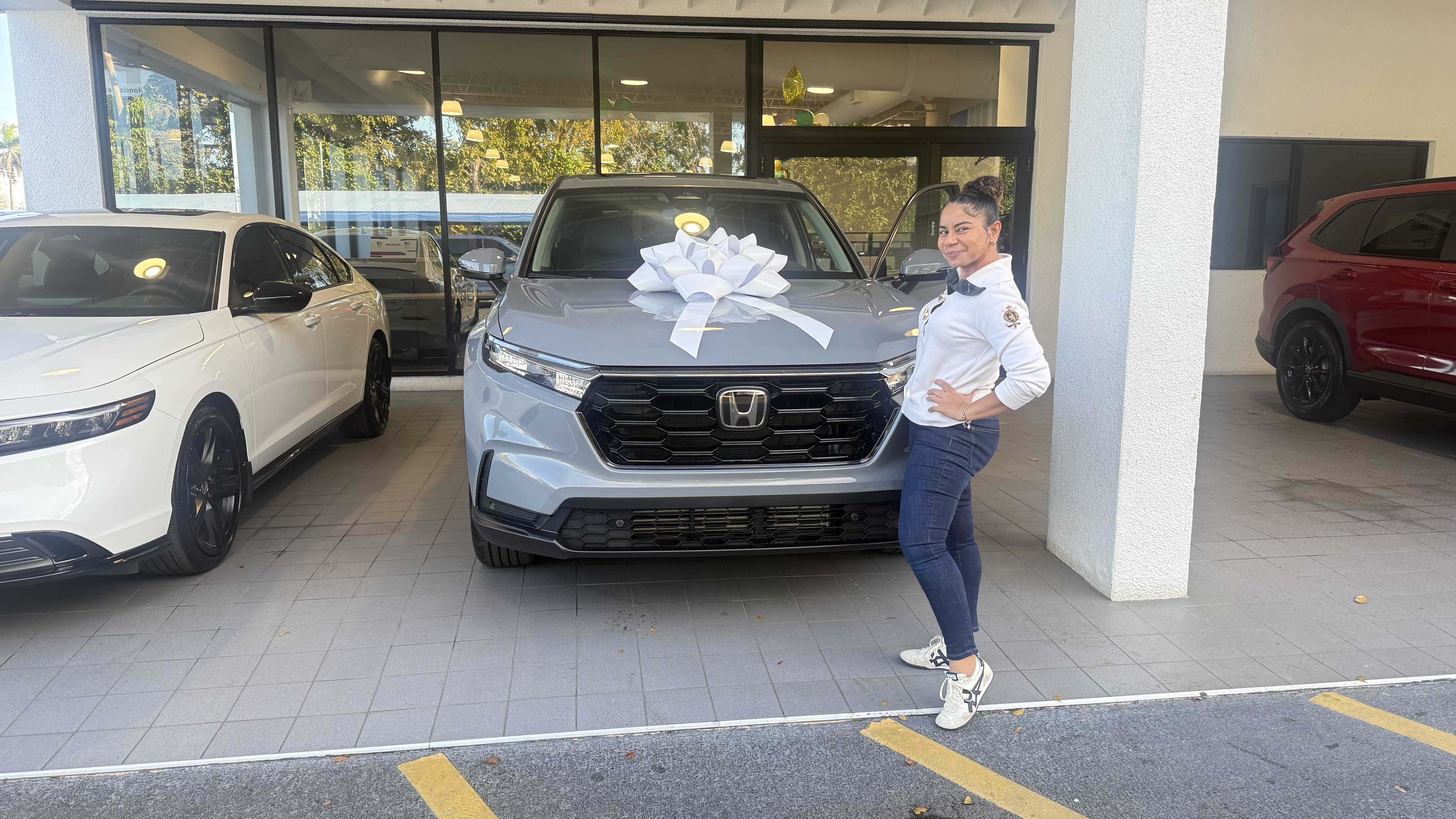 Customer with a newly purchased car